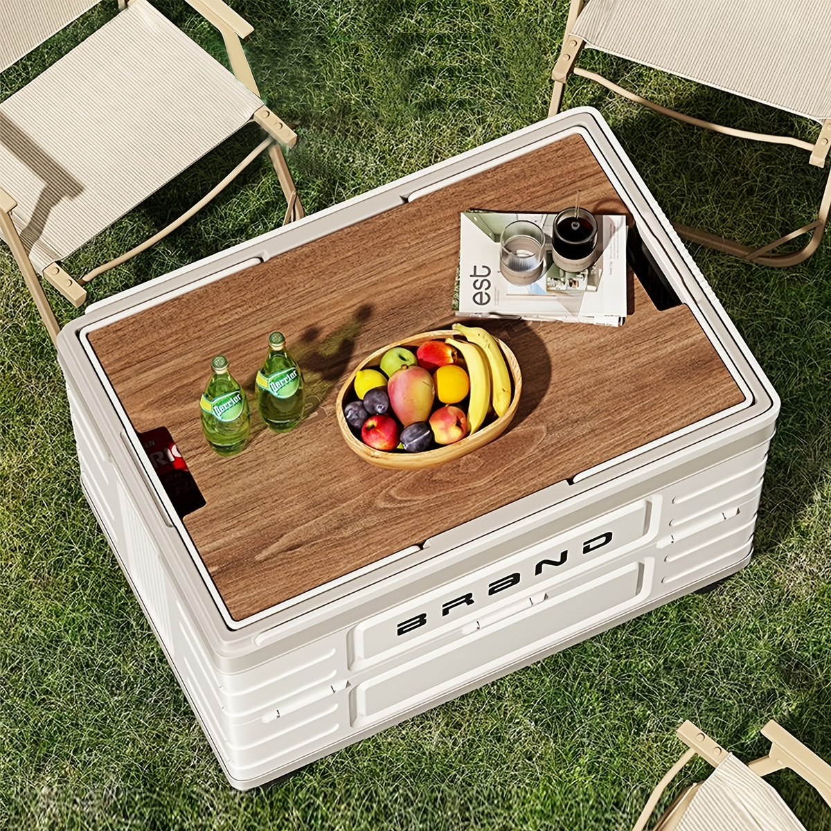 Collapsible Storage Bin with Lid and Handle 7.93Gal Foldable Plastic Crate Stackable Portable Tote Box for Camping Fishing Car RV Office Home Garage