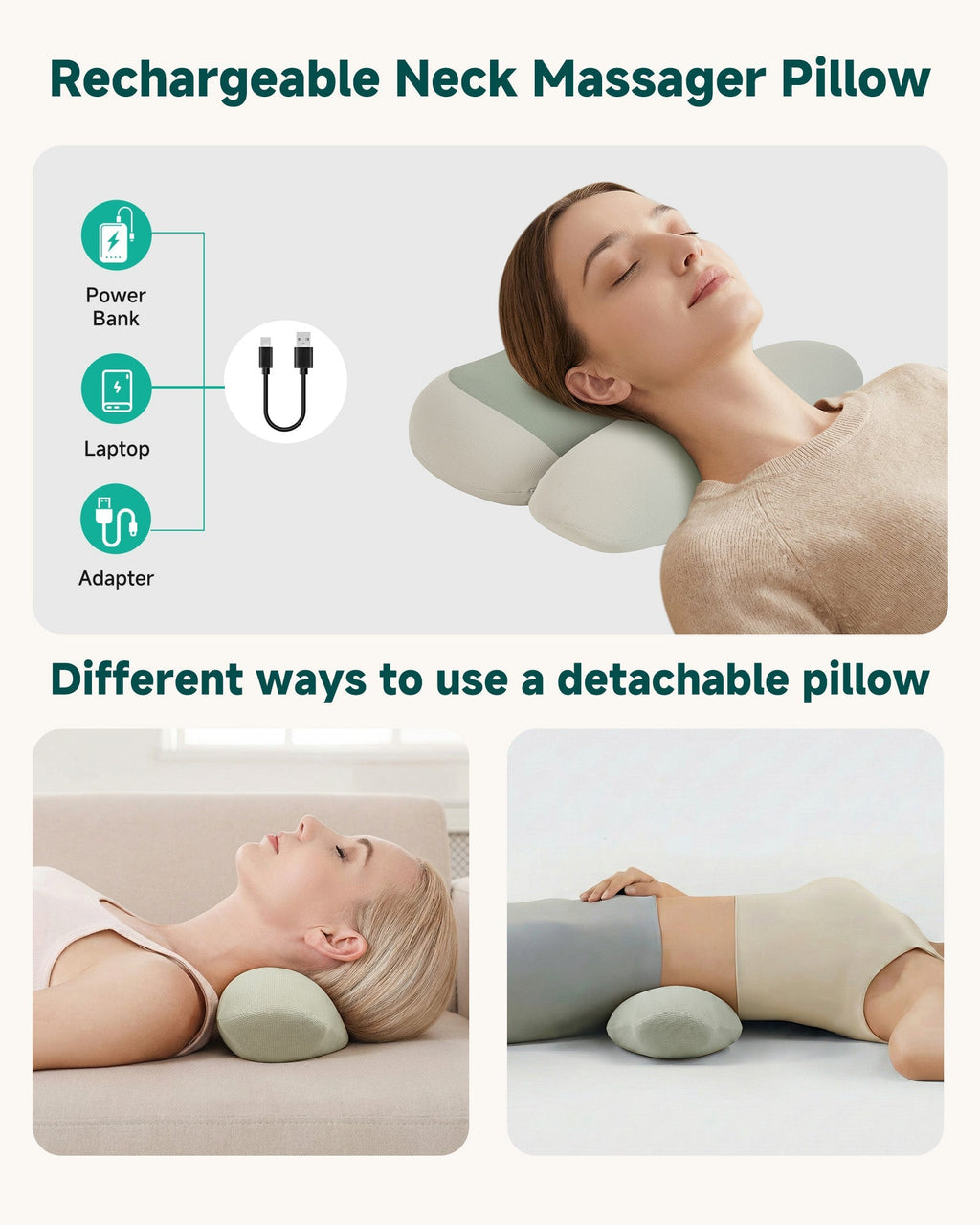 2026 Cordless Neck Massager with Heat, Remote Control Cervical Traction Massage Pillow