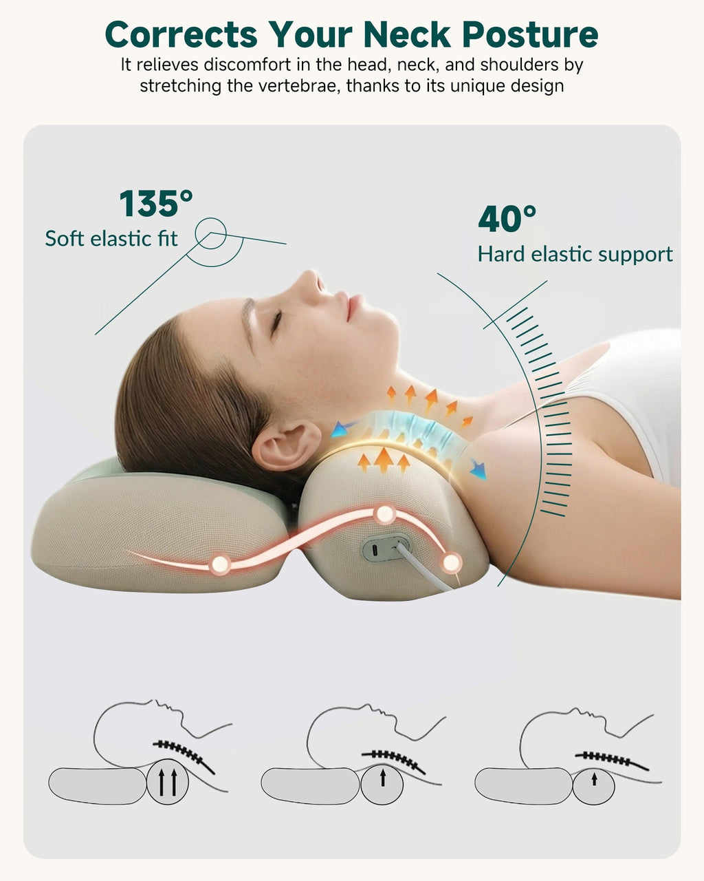2026 Cordless Neck Massager with Heat, Remote Control Cervical Traction Massage Pillow