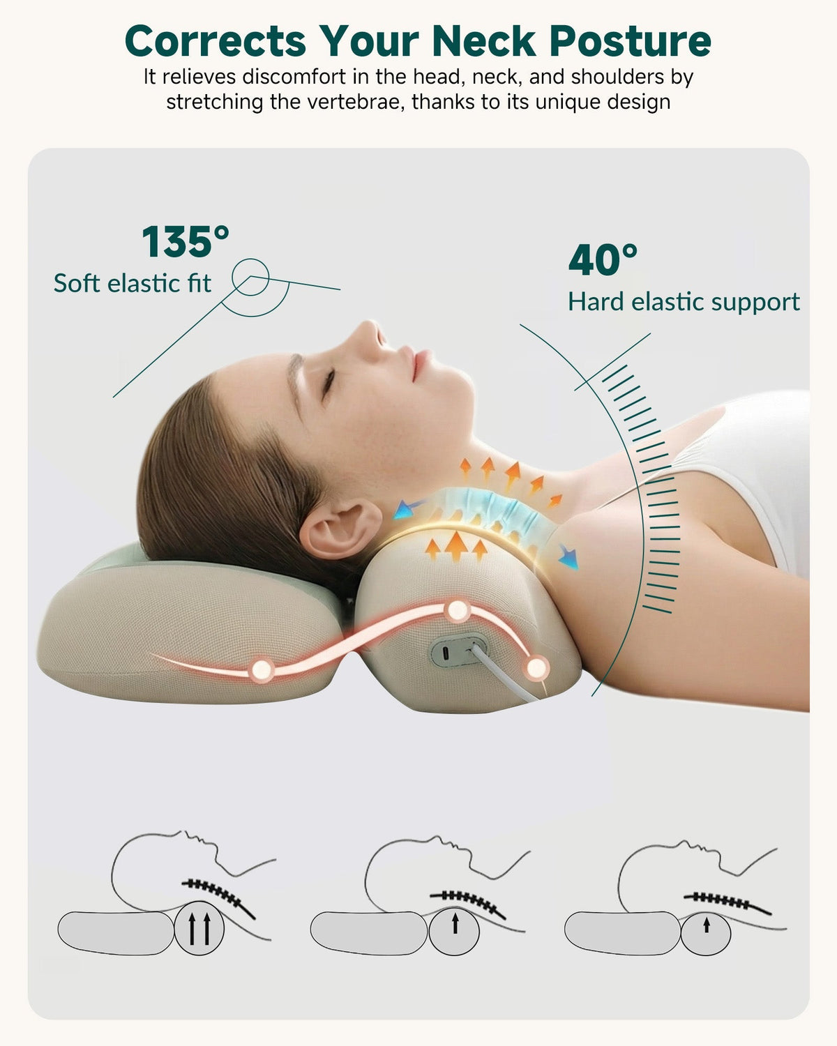 2026 Cordless Neck Massager with Heat, Remote Control Cervical Traction Massage Pillow