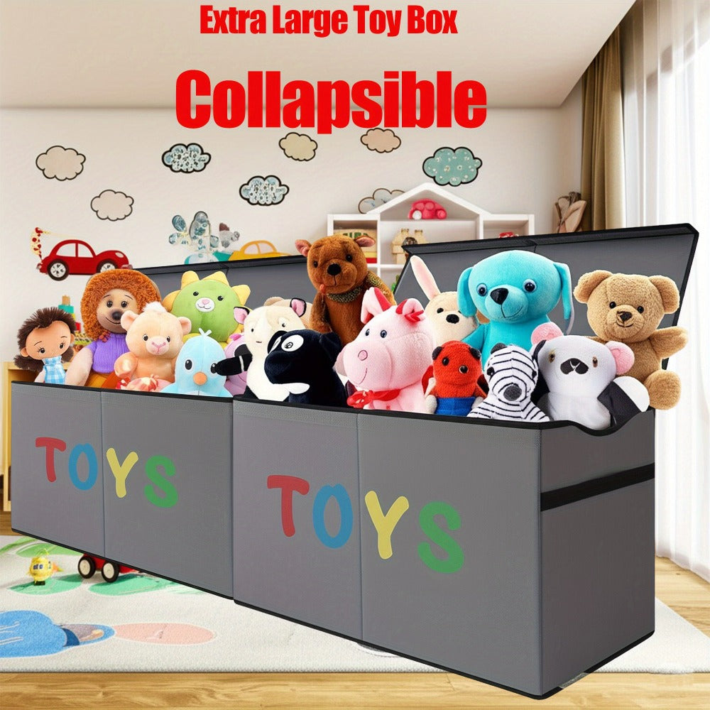 Collapsible Storage Box with Lids and Adjustable Dividers – 64 Gallon Extra Large Foldable Storage Bin Chest Organizer for Bedroom Closet Toys Clothes 54"x16"x14"