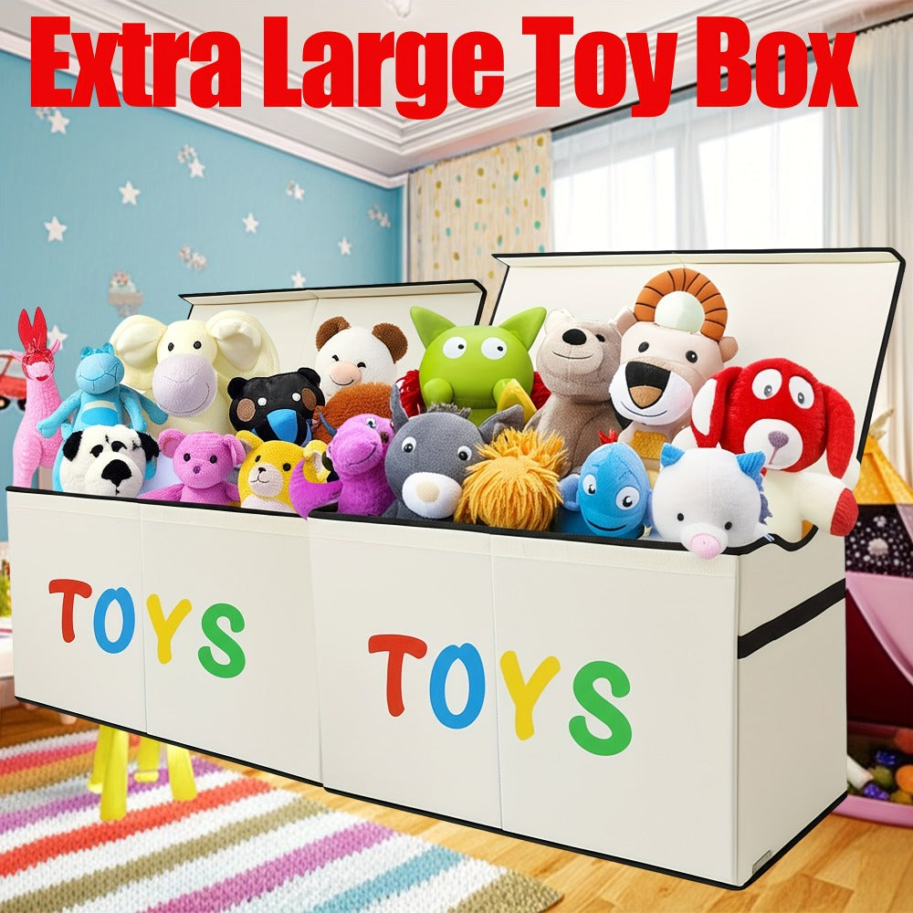 Collapsible Storage Box with Lids and Adjustable Dividers – 64 Gallon Extra Large Foldable Storage Bin Chest Organizer for Bedroom Closet Toys Clothes 54"x16"x14"