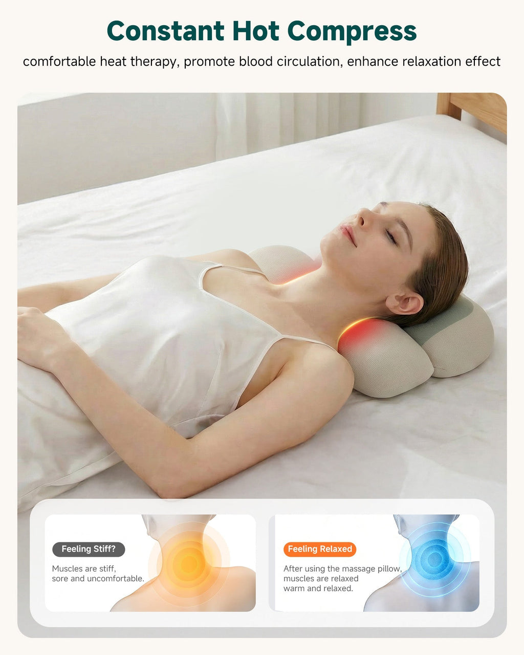 2026 Cordless Neck Massager with Heat, Remote Control Cervical Traction Massage Pillow