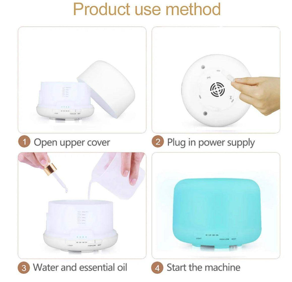 7-Color Ultrasonic Humidifying Essential Oil Diffuser – 350ml, 3 Timer Modes