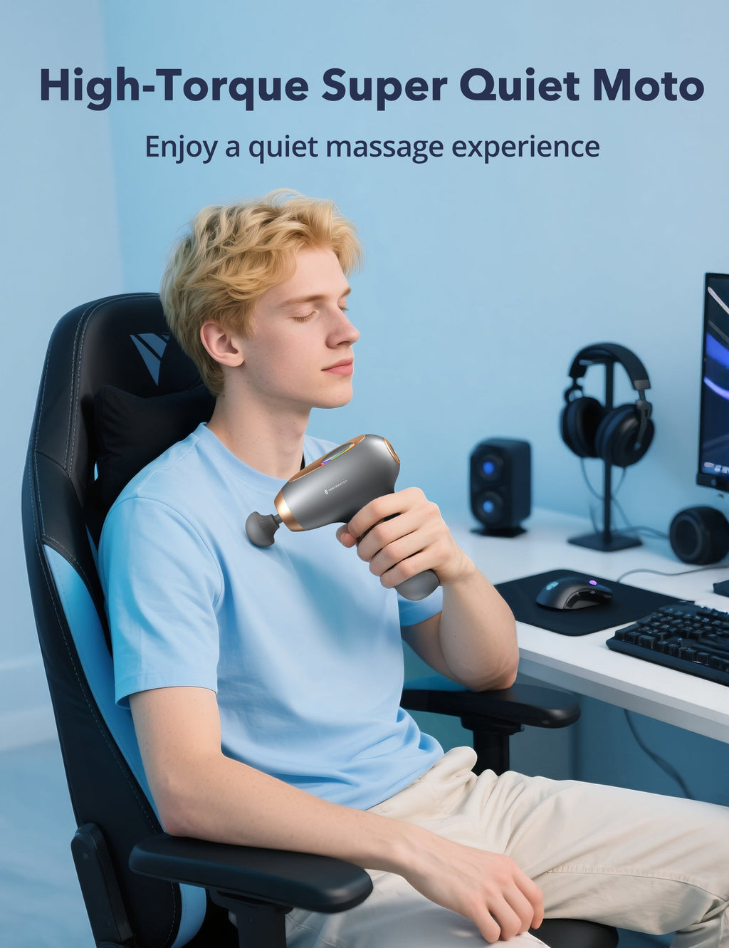 TaoTronics TT-PCA006 Portable Mini Massage Gun, Quiet Deep Tissue Massager for Everyday Muscle Relief