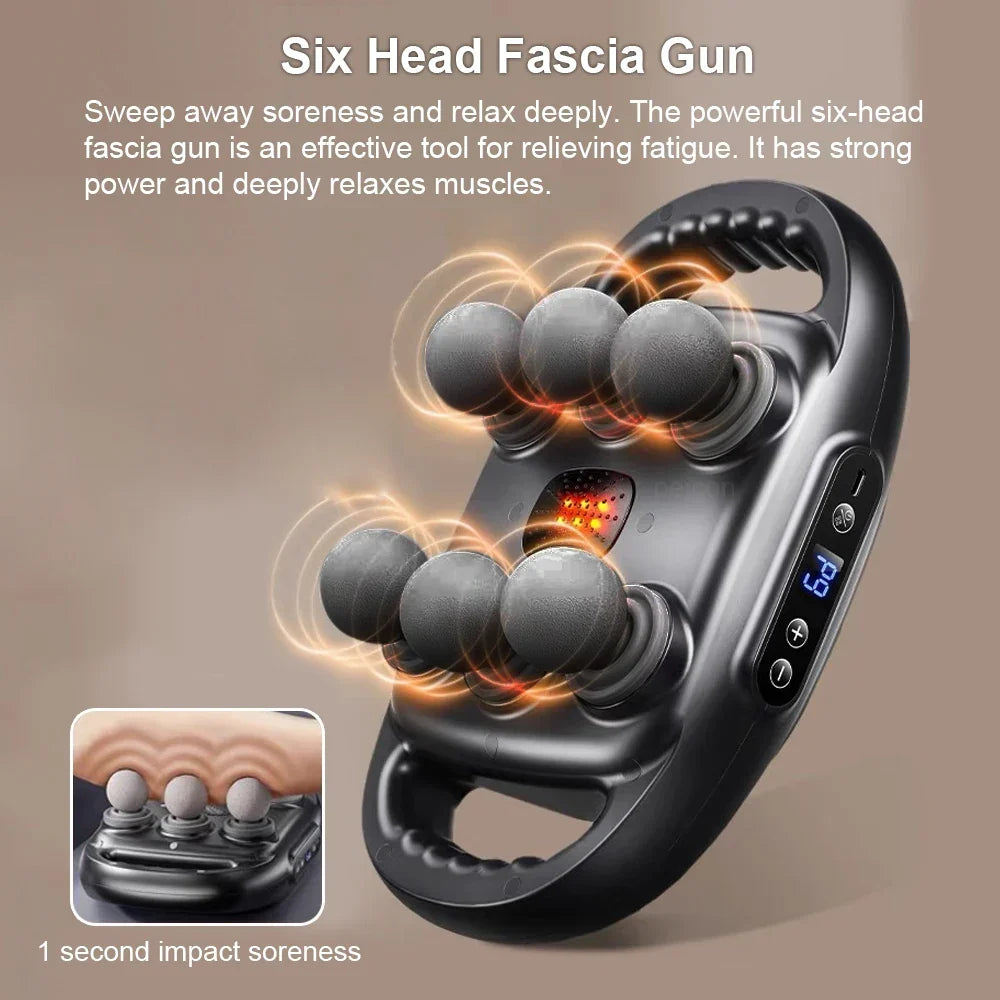 6-Head Fascia Massage Gun | Deep Percussion Muscle Massager
