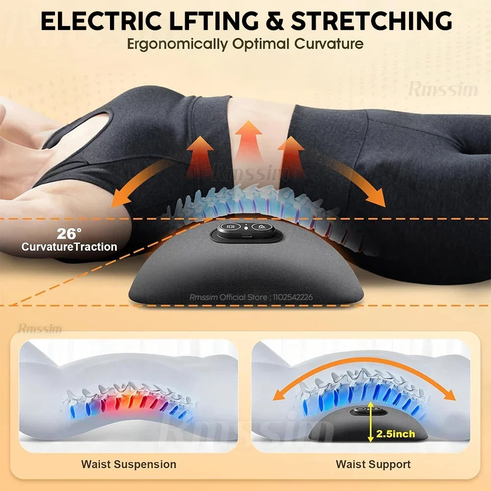 3-in-1 Electric Lumbar Support Pillow | Heat, Vibration & Traction