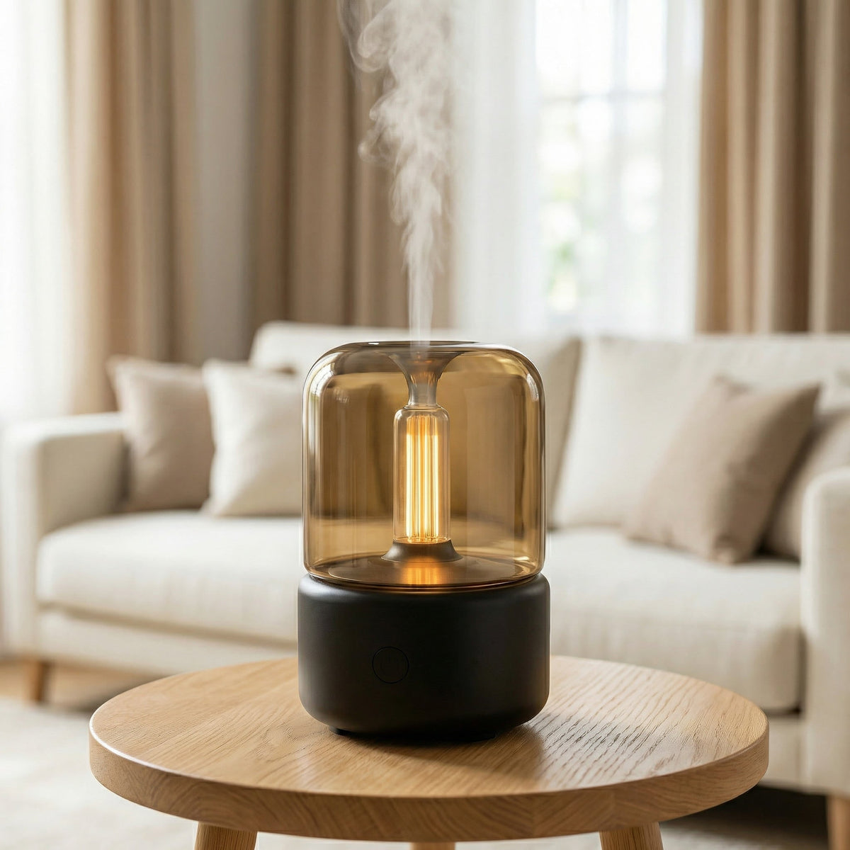 Candlelight Flame Ultrasonic Humidifying Essential Oil Diffuser – Amber Candlelight Glow, Auto Shut-Off