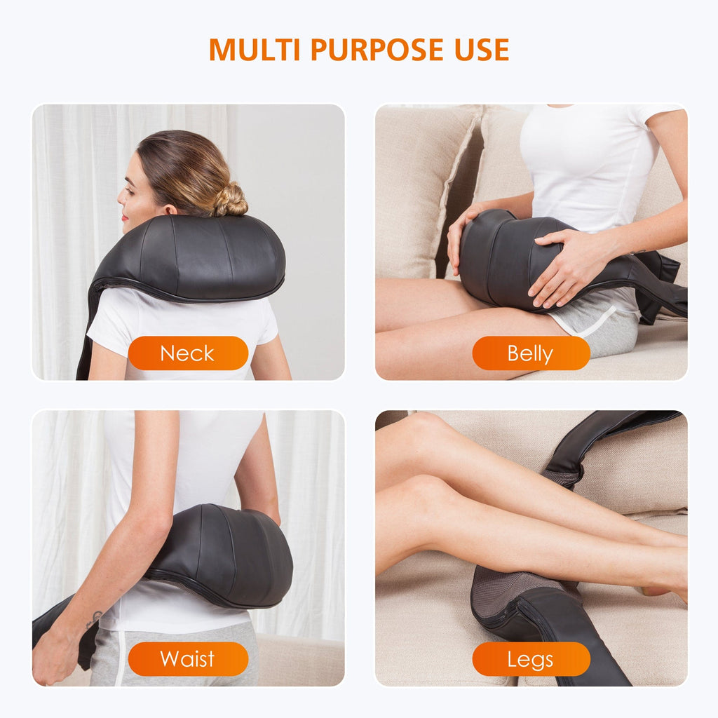 3D Shiatsu Neck & Shoulder Massager with Heat - Deep Kneading Massage Pillow